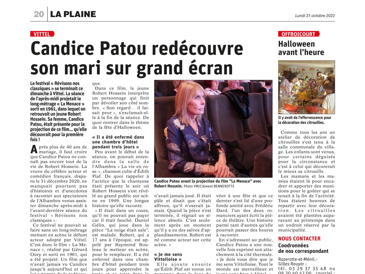 La projection de « La Menace » racontée par Candice Patou dans Vosges&nbsp;Matin