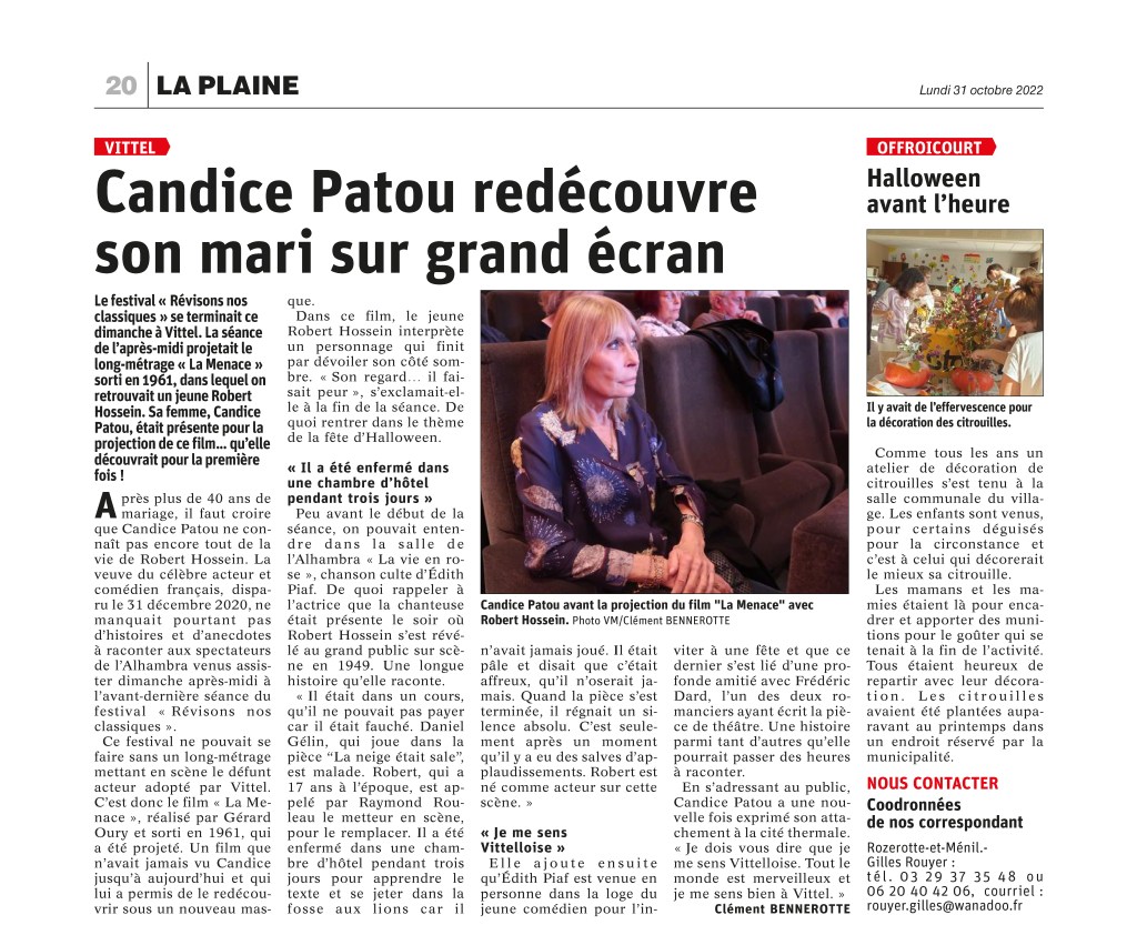La projection de « La Menace » racontée par Candice Patou dans Vosges&nbsp;Matin